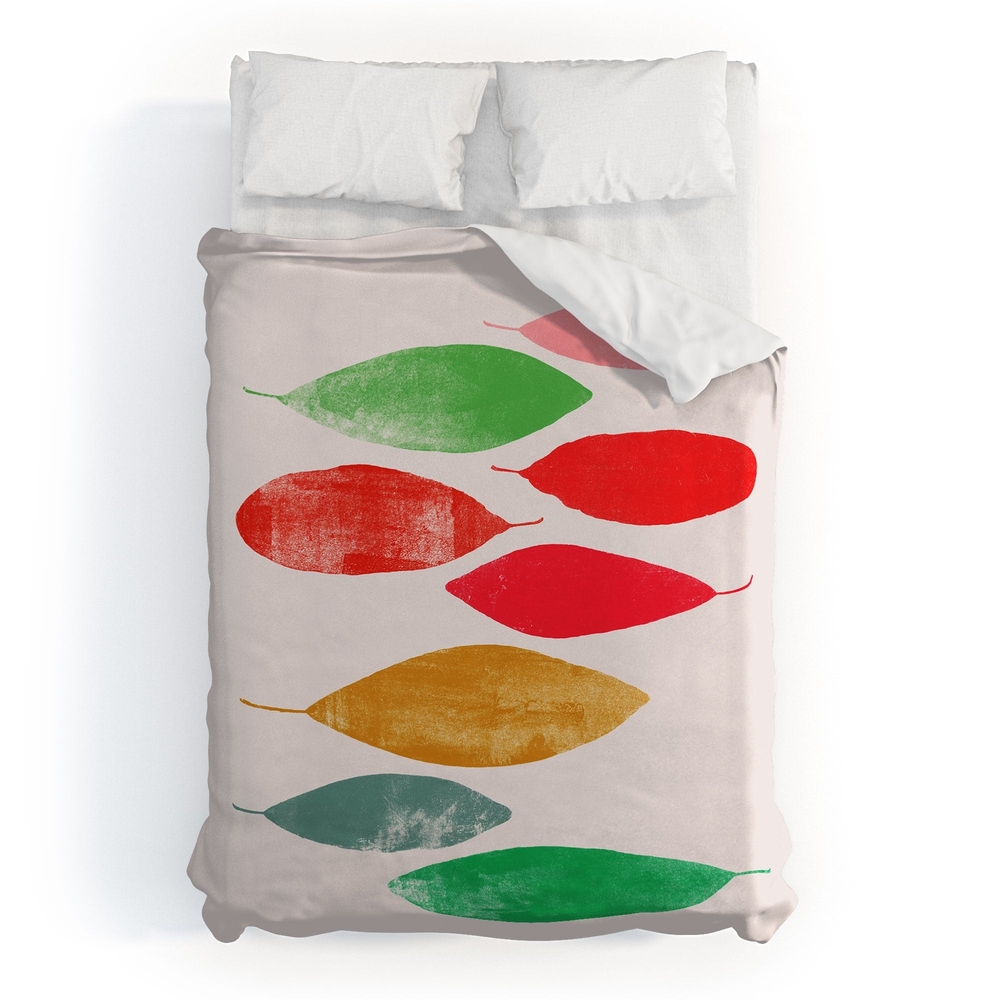 Spring Colorful Leaf Pattern Duvet Bedding Set By Garima Dhawan float 1 